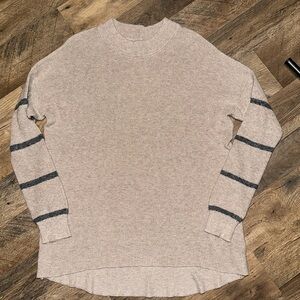 American Eagle Womens Oatmeal Blue Stripe Oversized Sweater